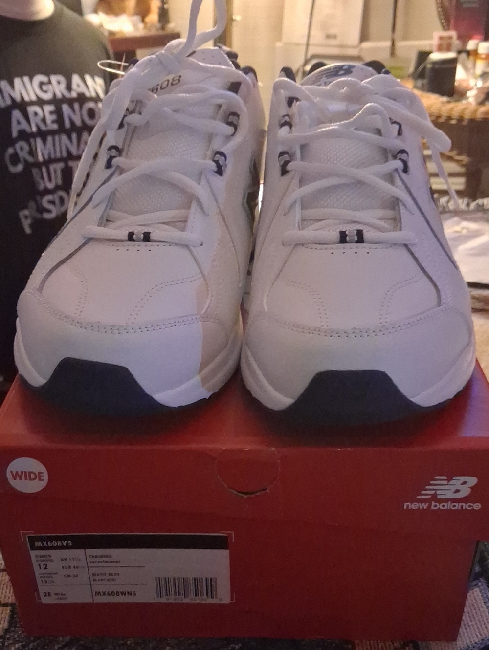 New Balance White and Navy Men's Walking Sneakers